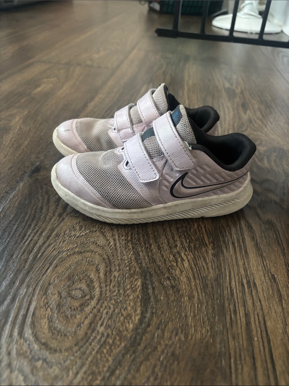 Nike Kids Light Pink Velcro Sneakers with Black Lining